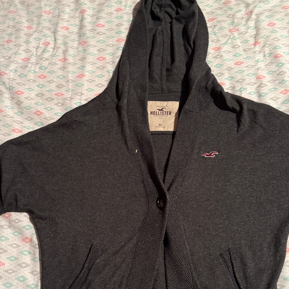 Hollister Charcoal Hooded Sweater